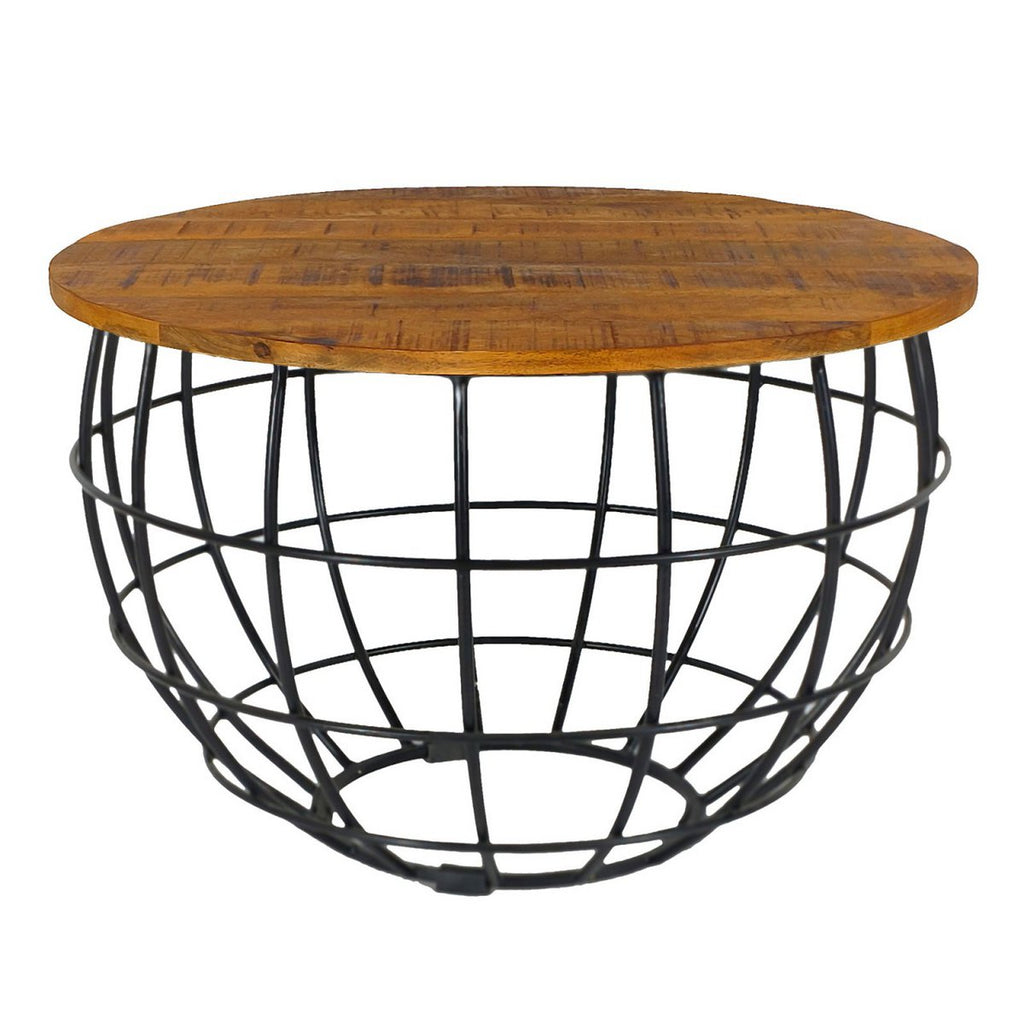 Table basse LEXA – Bois & Métal | Ø 55 cm