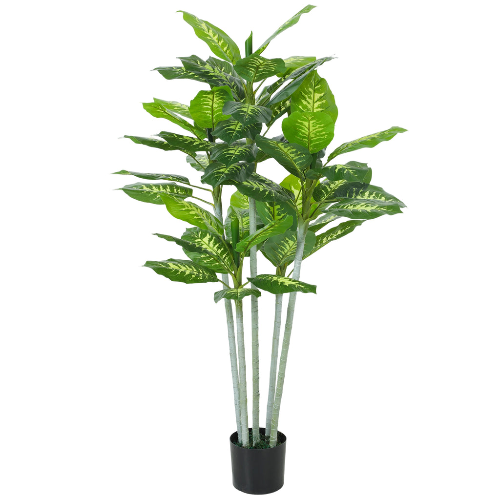 Plante artificielle calathea hauteur 150 cm pot ciment 53 feuilles - intérieur
