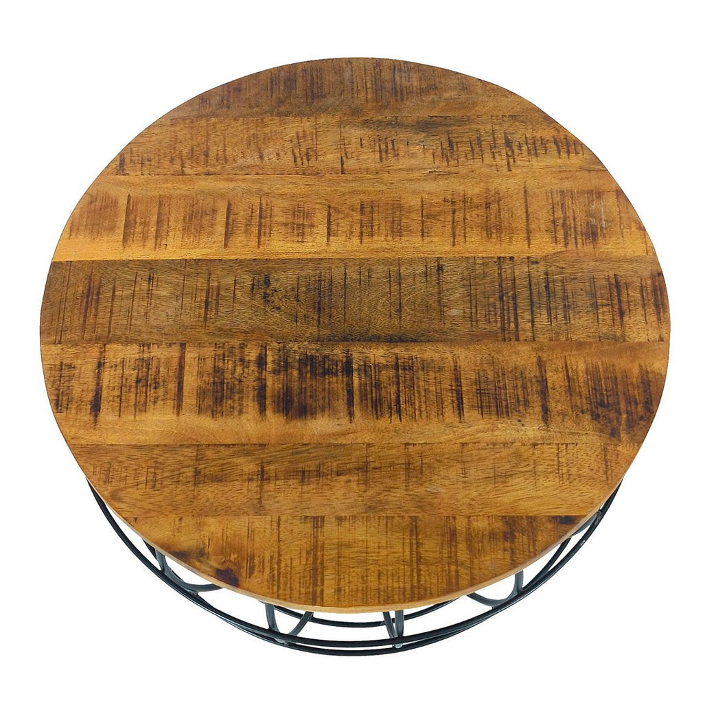 Table basse LEXA – Bois & Métal | Ø 55 cm