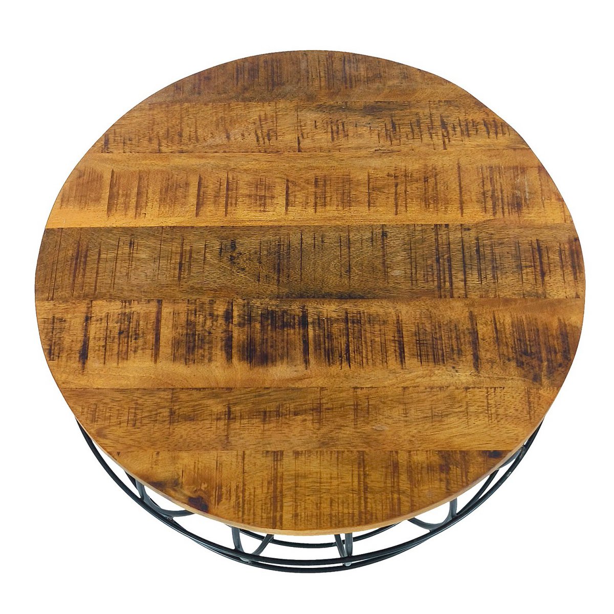 Table basse LEXA – Bois & Métal | Ø 55 cm