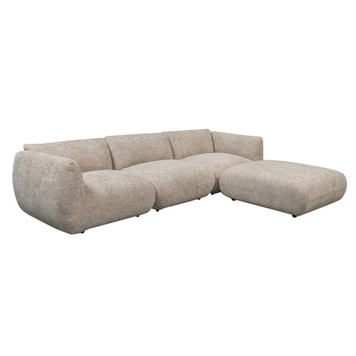 Canapé TERRA 4 places en tissu Latte avec pouf — vue produit 2