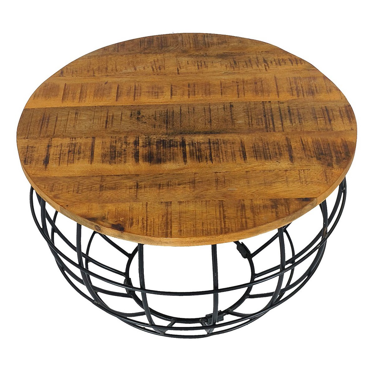 Table basse LEXA – Bois & Métal | Ø 55 cm