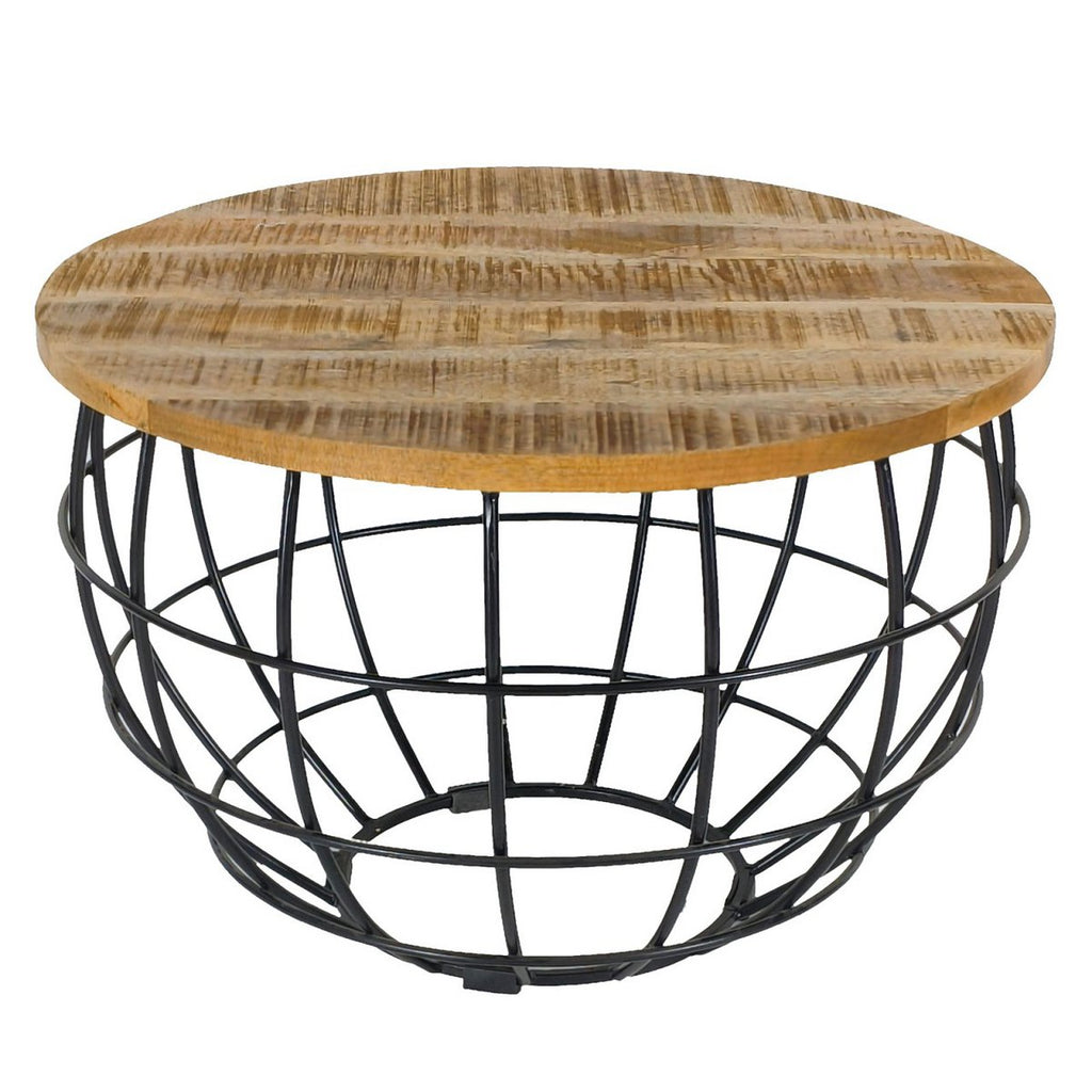 Table basse LEXA – Bois & Métal | Ø 55 cm