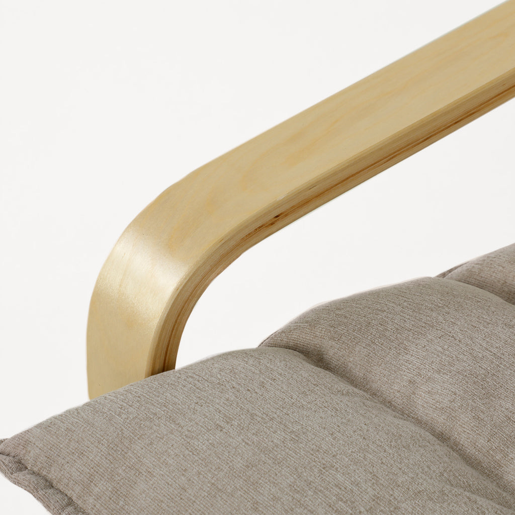 Fauteuil de Salon avec Repose-Pied, Fauteuil d'Appoint en Lin, Assise Large, Dossier Haut, Bascule Douce, Beige