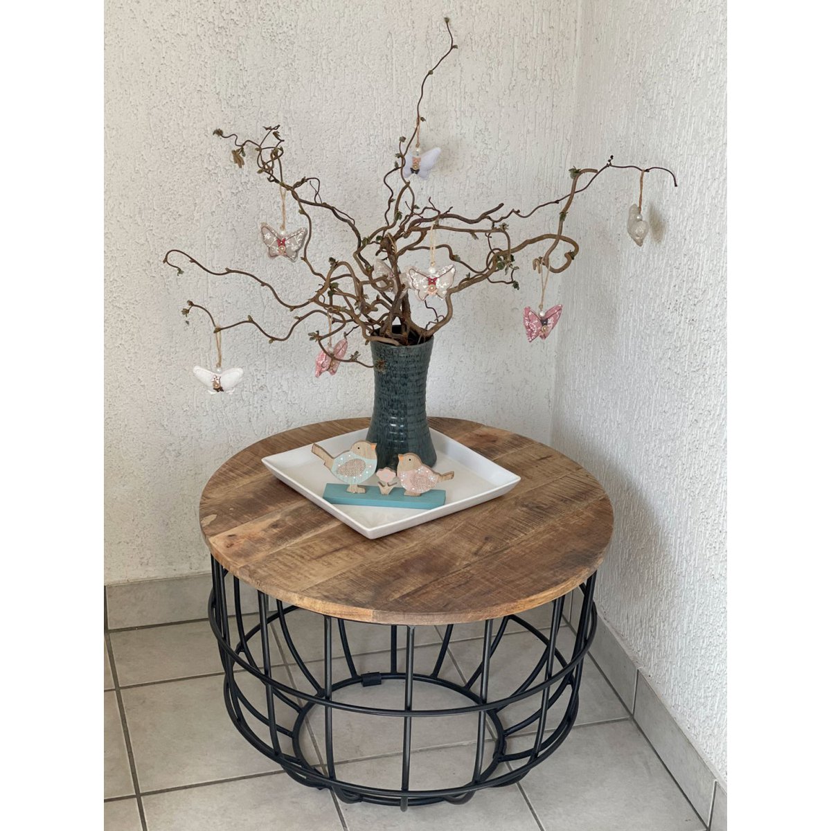 Table basse LEXA – Bois & Métal | Ø 55 cm