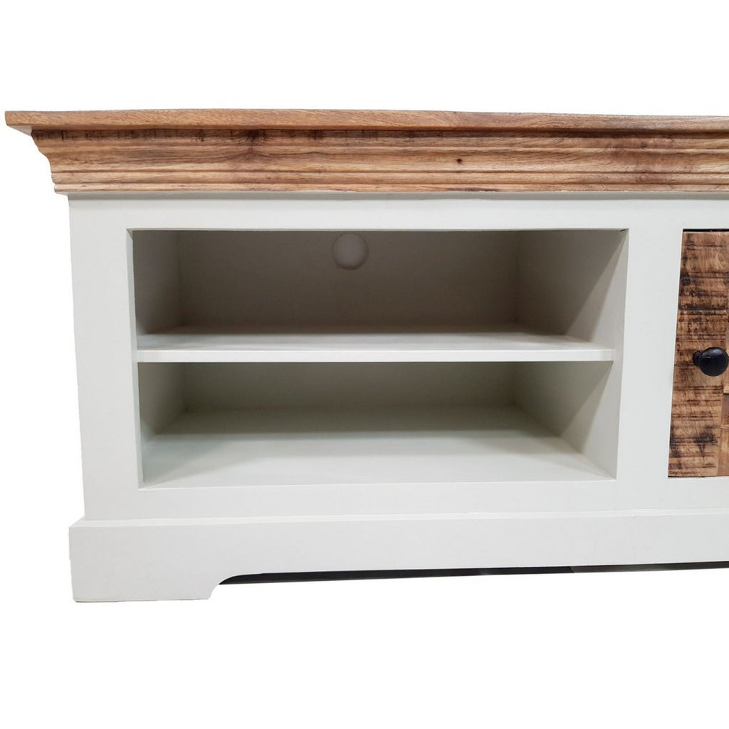 Meuble TV NÉRO – Bois Naturel & Blanc