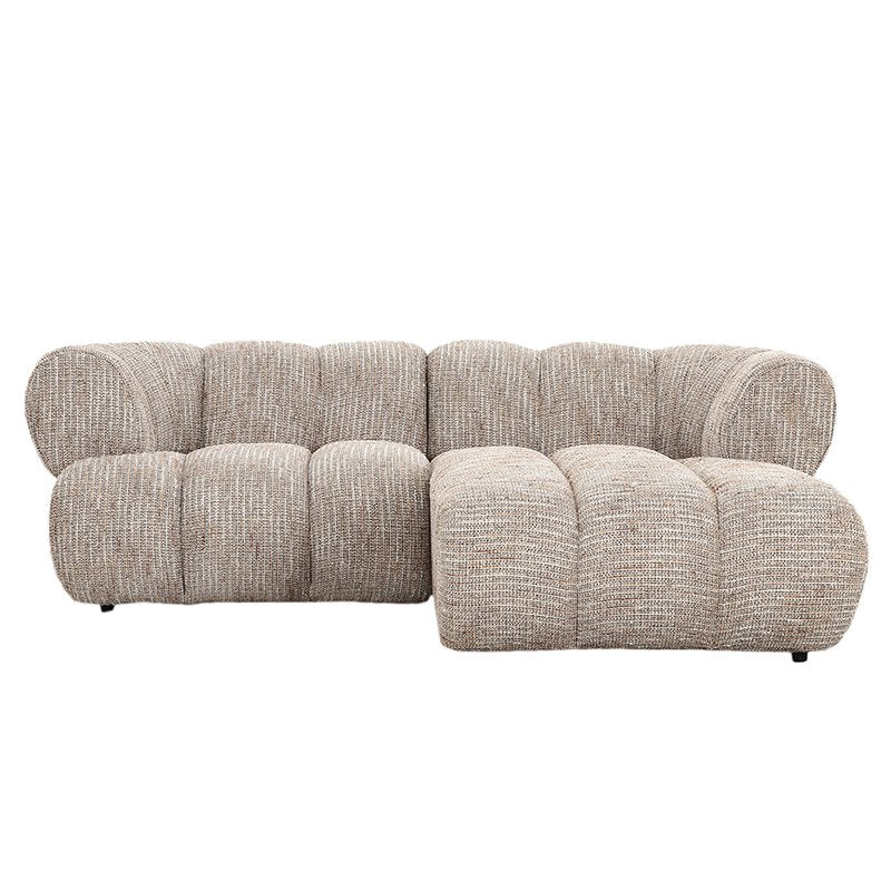 Canapé NOMA 2,5 places en tissu bouclé Coco avec méridienne, vue de face