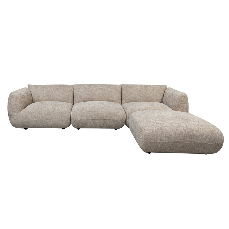 Canapé TERRA 4 places en tissu Latte avec pouf — vue produit 4