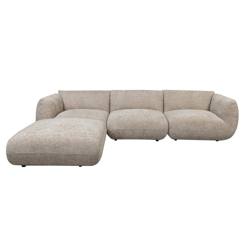 Canapé TERRA 4 places en tissu Latte avec pouf — vue produit 5