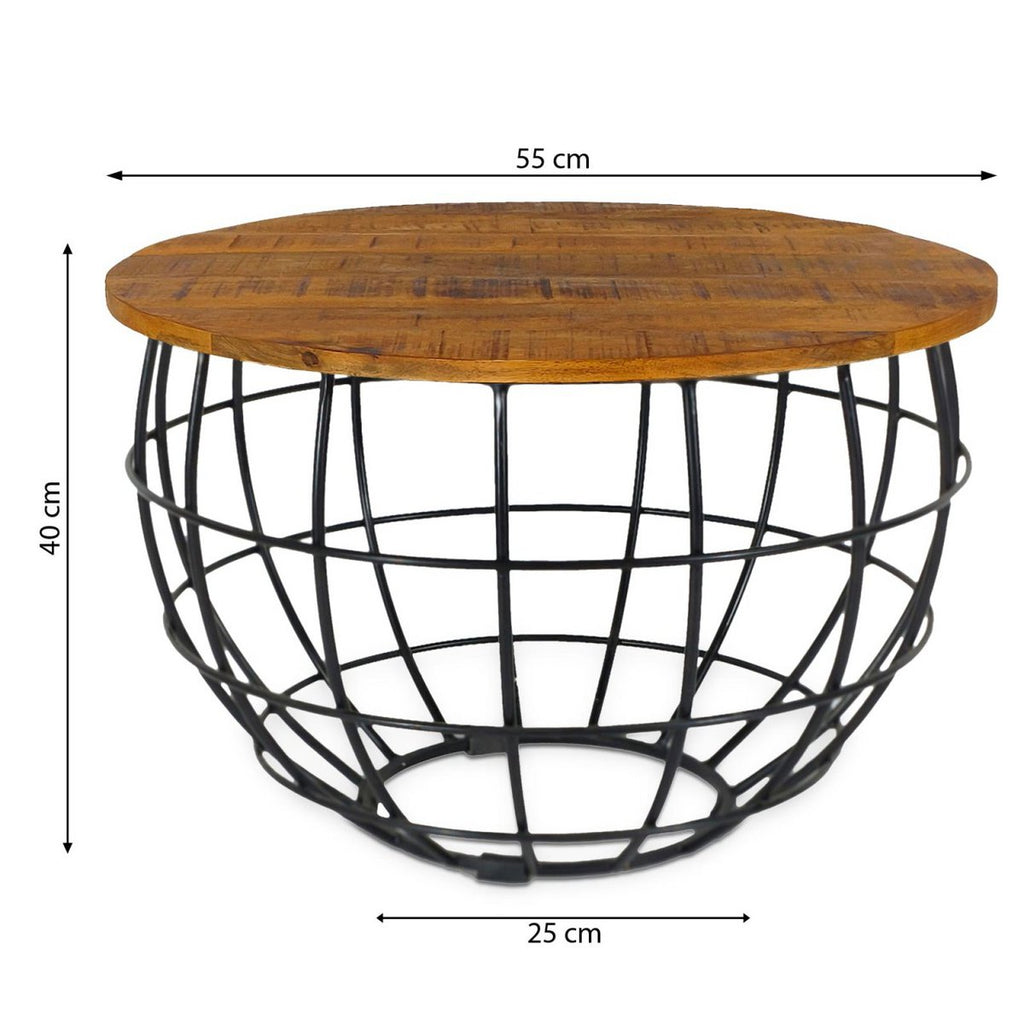 Table basse LEXA – Bois & Métal | Ø 55 cm