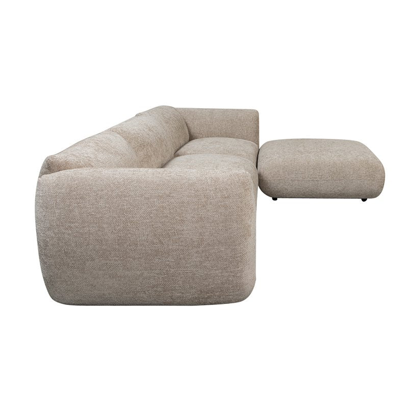 Canapé TERRA 4 places en tissu Latte avec pouf — vue produit 3