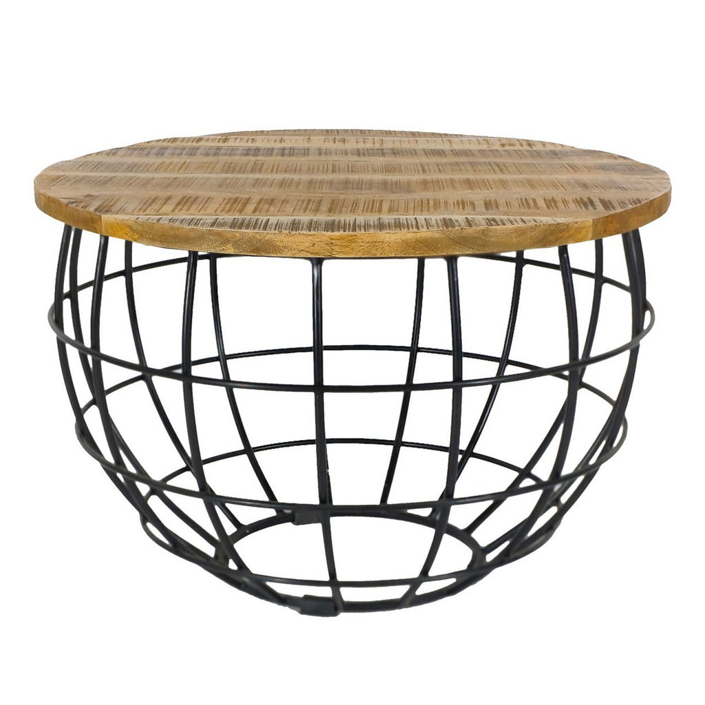 Table basse LEXA – Bois & Métal | Ø 55 cm