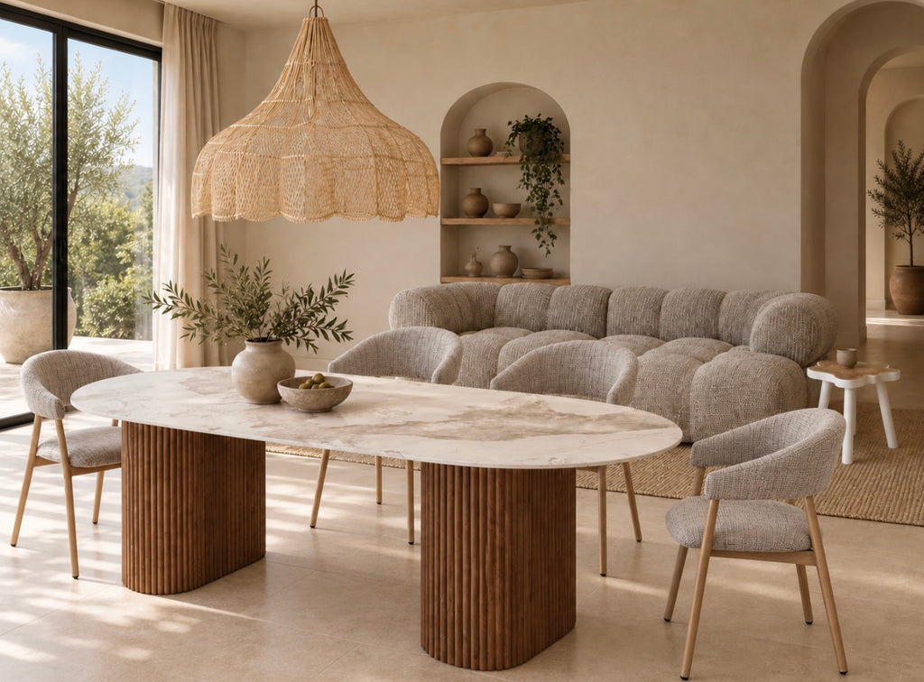 Table à manger SIENA en céramique effet marbre | ÉRIVANE