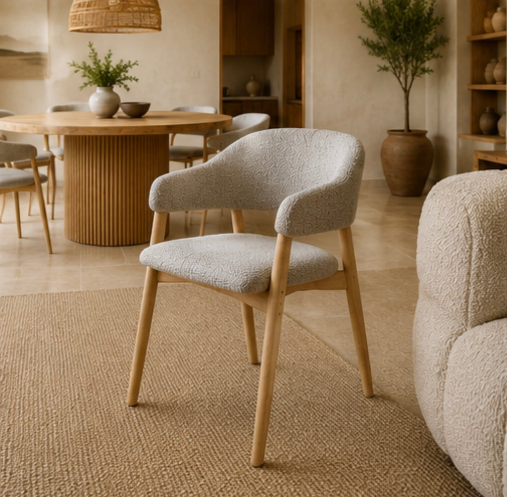 Chaise EIRA en tissu beige et métal — vue produit 1