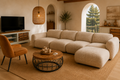 Canapé TERRA 4 places en tissu Latte avec pouf — vue produit 1