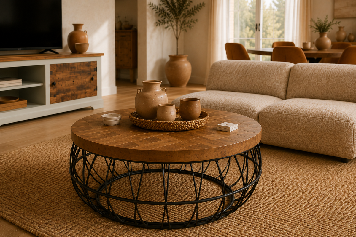 Table basse LEXA en bois et métal — vue produit 1