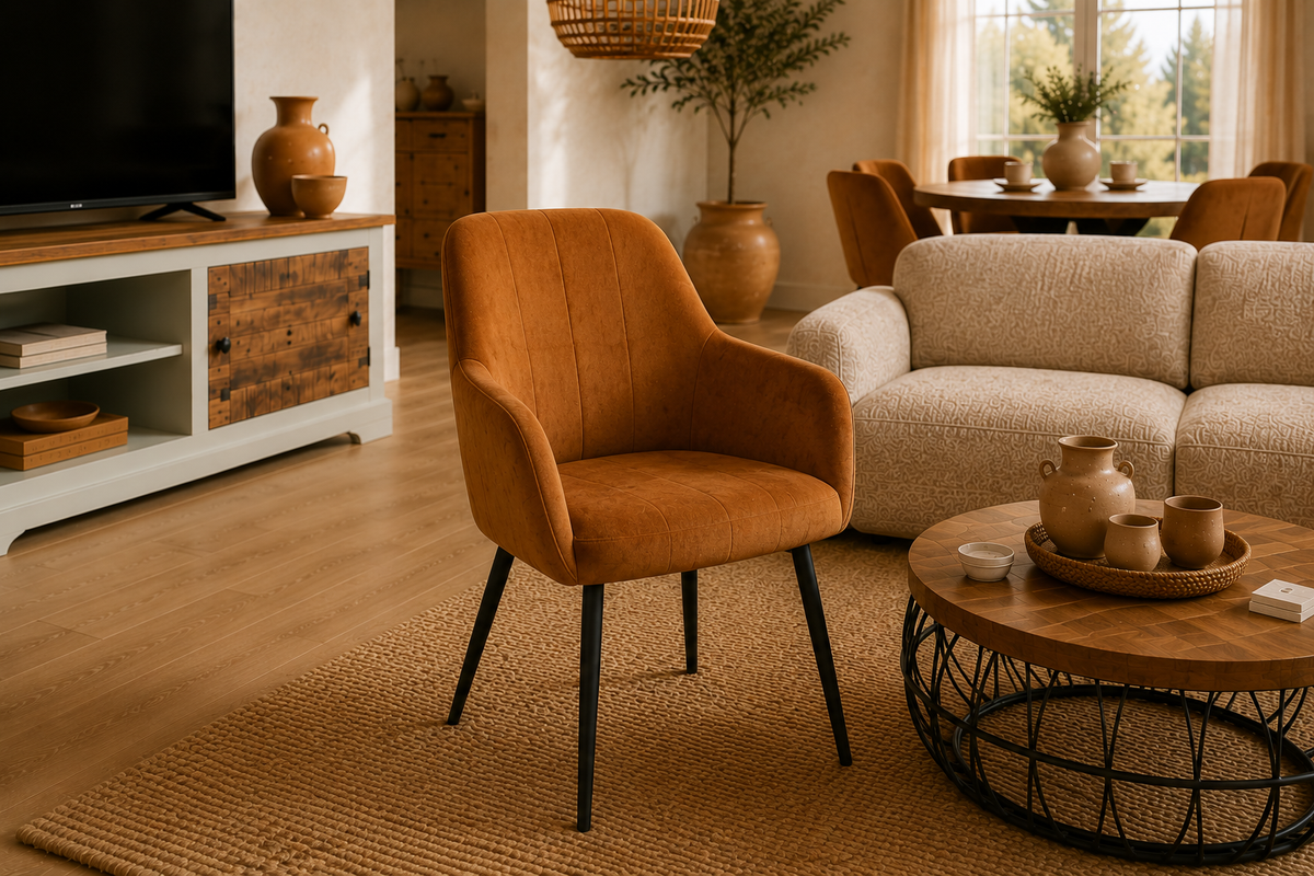 Chaise AMAYA en velours caramel, lot de 2 — vue produit 1