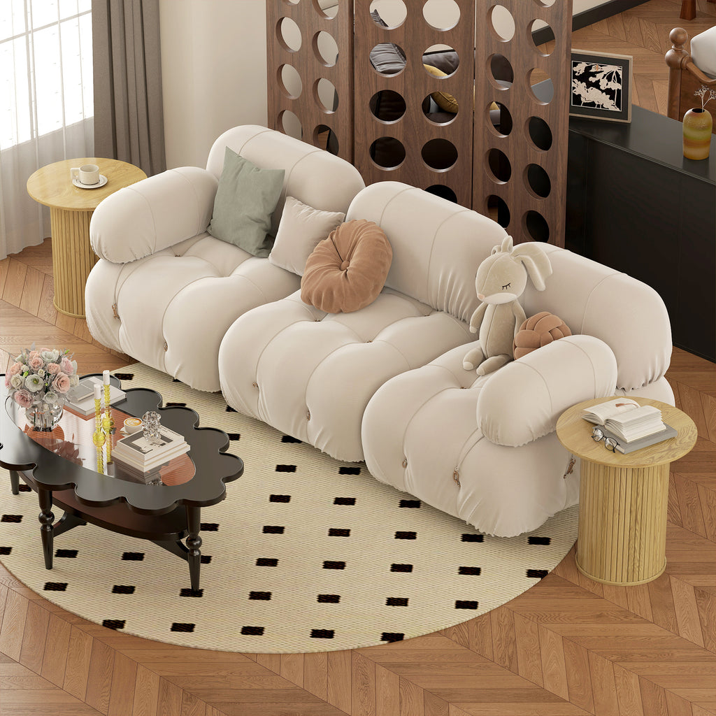 Table d'appoint ronde Ø 48 cm, table basse avec pieds cannelés pour salon, chambre ou petit espace, chêne