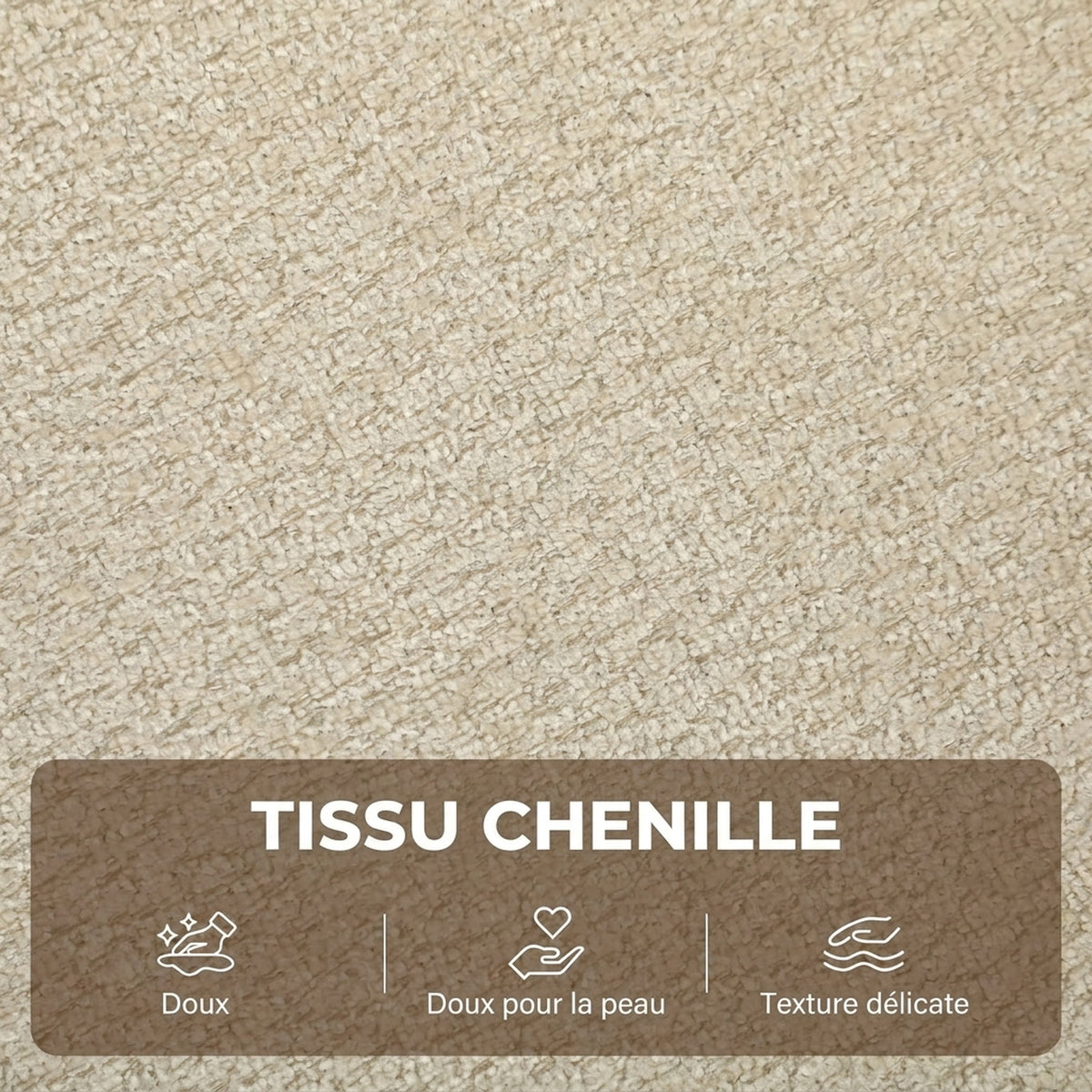 Canapé-Lit Pliable 245 cm, Canapé Compressé 3 Places Modulaire en Chenille avec Assise large, 3 Coussins, Beige