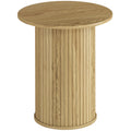 Table d'appoint ronde Ø 48 cm, table basse avec pieds cannelés pour salon, chambre ou petit espace, chêne