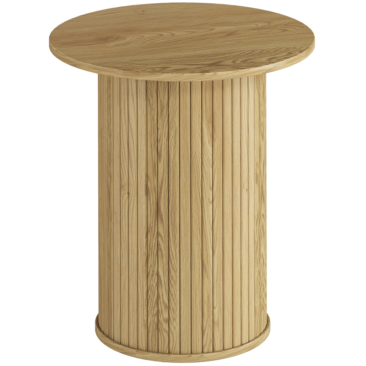 Table d'appoint ronde Ø 48 cm, table basse avec pieds cannelés pour salon, chambre ou petit espace, chêne