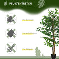 Lot de 2 plantes artificielles ficus hauteur 1,50 m tronc branches liane lichen feuilles grand réalisme pot inclus vert