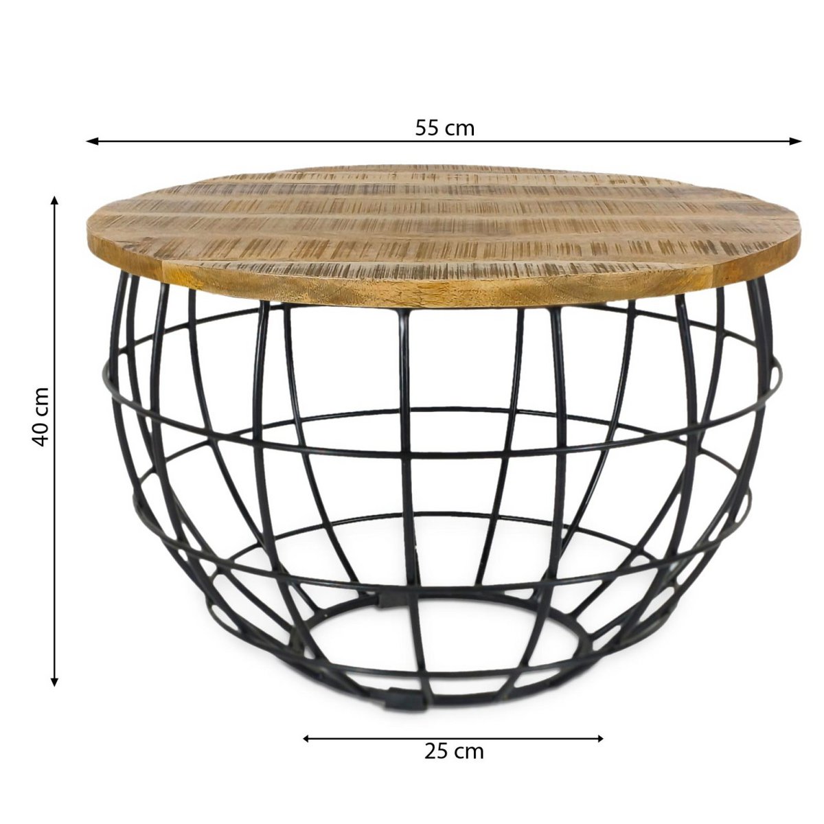 Table basse LEXA – Bois & Métal | Ø 55 cm