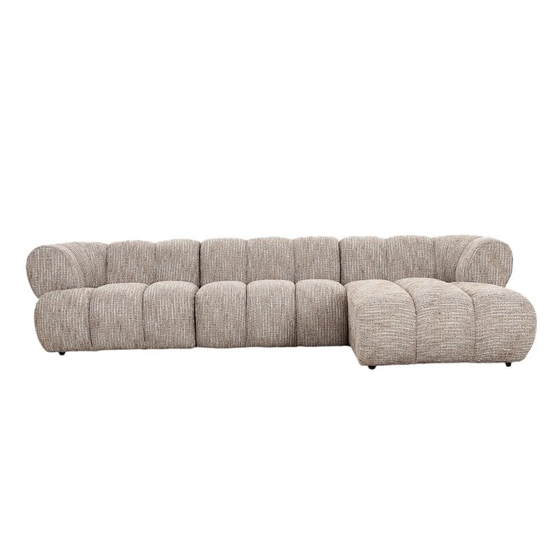 Canapé NOMA 4 places en tissu bouclé Coco avec méridienne, vue de face