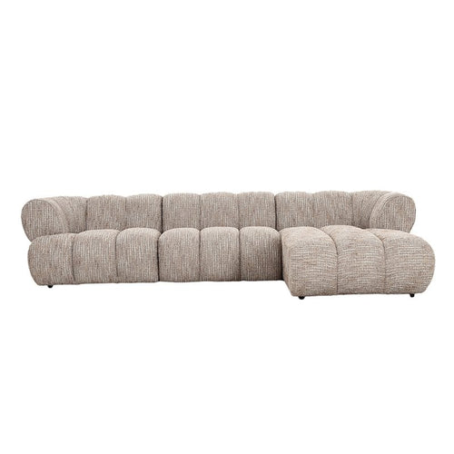 Canapé NOMA 4 places en tissu bouclé Coco avec méridienne, vue de face