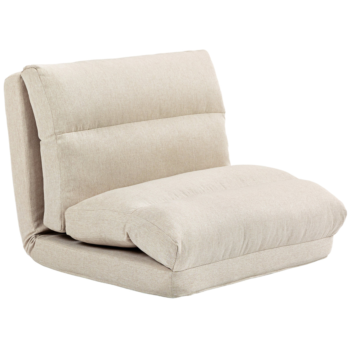 Fauteuil de sol canapé paresseux fauteuil convertible en lit inclinable 90° à 180° tissu - 70 x 72 x 56 cm - beige