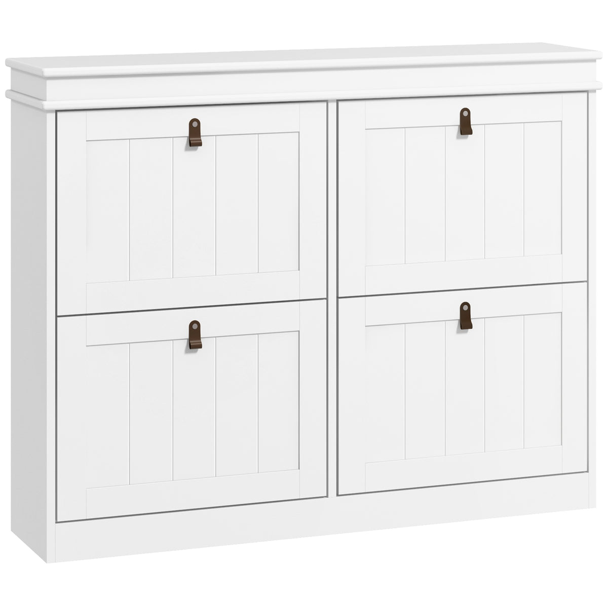 Meuble à chaussures 20 paires, armoire à chaussures, 4 tiroirs rabattables, étagères réglables, 105x24x82,5cm, blanc